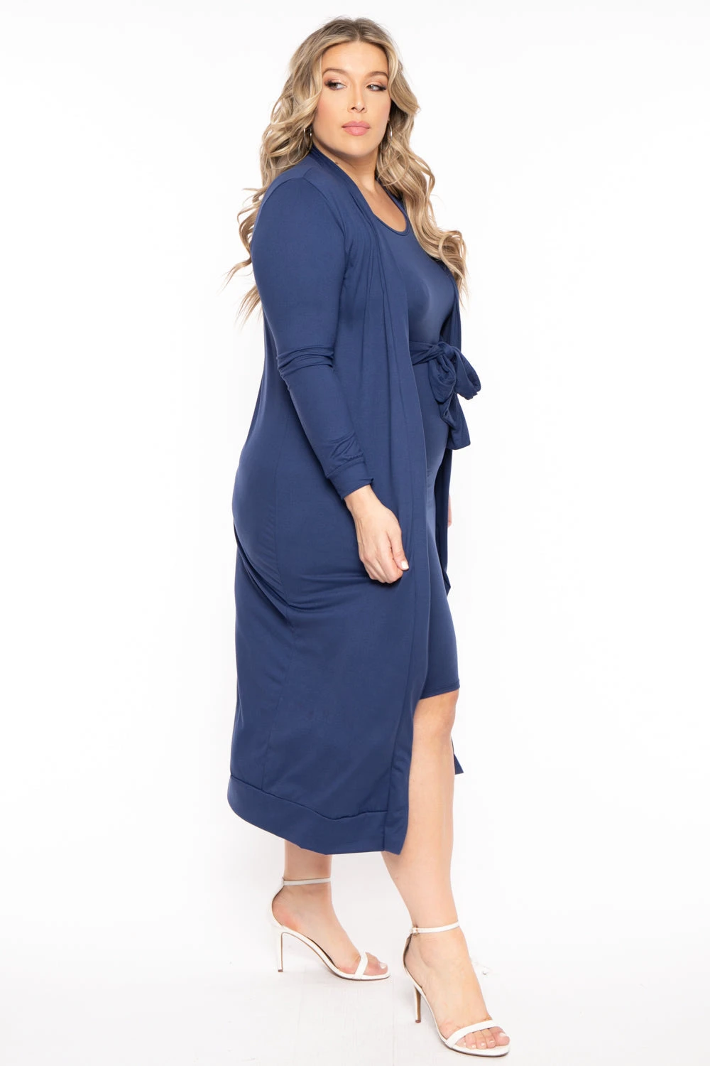 Plus Size Shayla 2PC Cardigan And Dress - Blue Plus Size Shayla 2PC Cardigan And Dress - Blue -Kitchensuppliesdeal curvy sense matching sets plus size shayla 2pc cardigan and dress blue 31342730739809