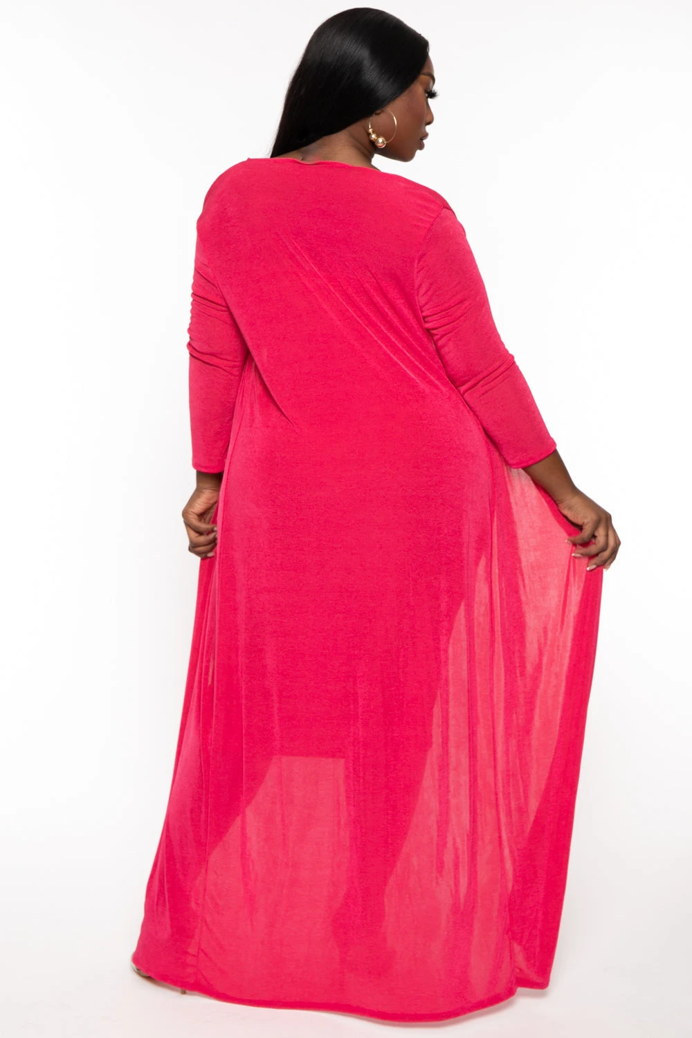 Plus Size Shelly 2PC Duster And Tube Dress - Fuchsia Plus Size Shelly 2PC Duster And Tube Dress - Fuchsia -Kitchensuppliesdeal curvy sense matching sets plus size shelly 2pc duster and tube dress fuchsia 31901152182369