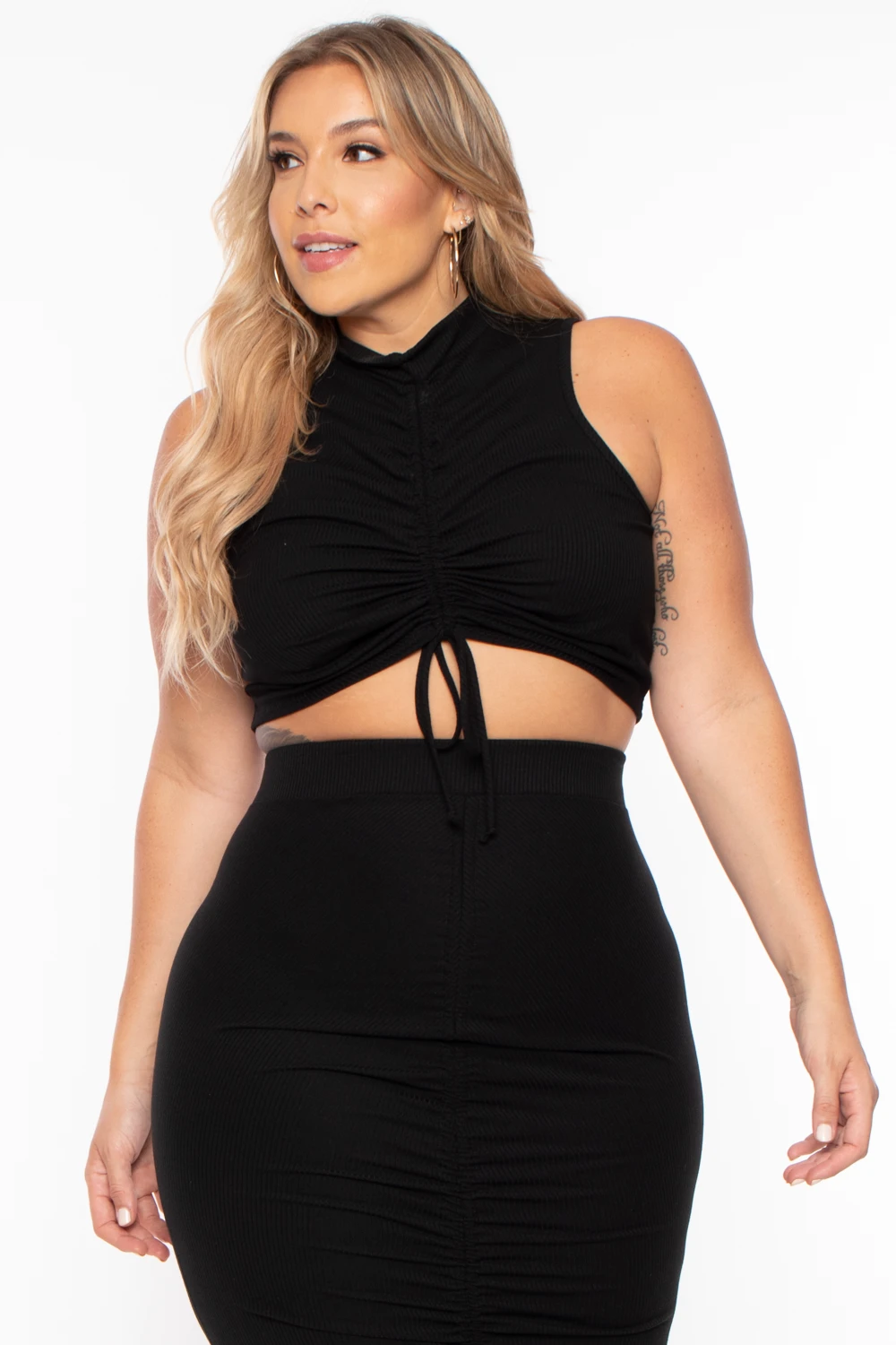 Plus Size Sora Crop Top & Skirt Set - Black Plus Size Sora Crop Top & Skirt Set - Black -Kitchensuppliesdeal curvy sense matching sets plus size sora crop top skirt set black 29254006538337