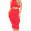 Plus Size Sora Crop Top & Skirt Set - Red 1 Plus Size Sora Crop Top & Skirt Set - Red -Kitchensuppliesdeal curvy sense matching sets plus size sora crop top skirt set red 29254009618529