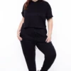 Plus Size Stelle Crop Hoodie & Joggers Set - Black -Kitchensuppliesdeal curvy sense matching sets plus size stelle crop hoodie joggers set black 29254342279265