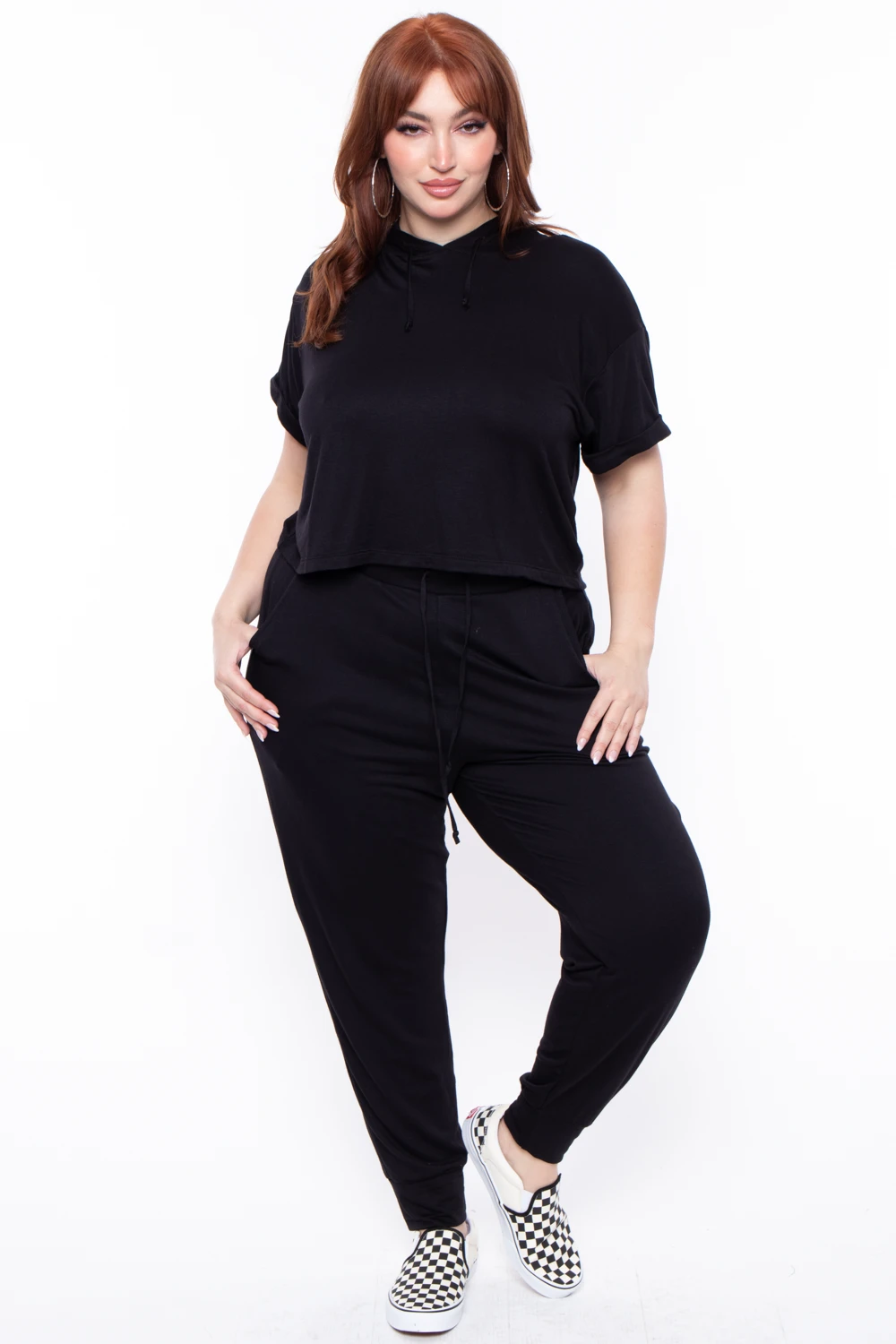 Plus Size Stelle Crop Hoodie & Joggers Set - Black Plus Size Stelle Crop Hoodie & Joggers Set - Black -Kitchensuppliesdeal curvy sense matching sets plus size stelle crop hoodie joggers set black 29254342279265