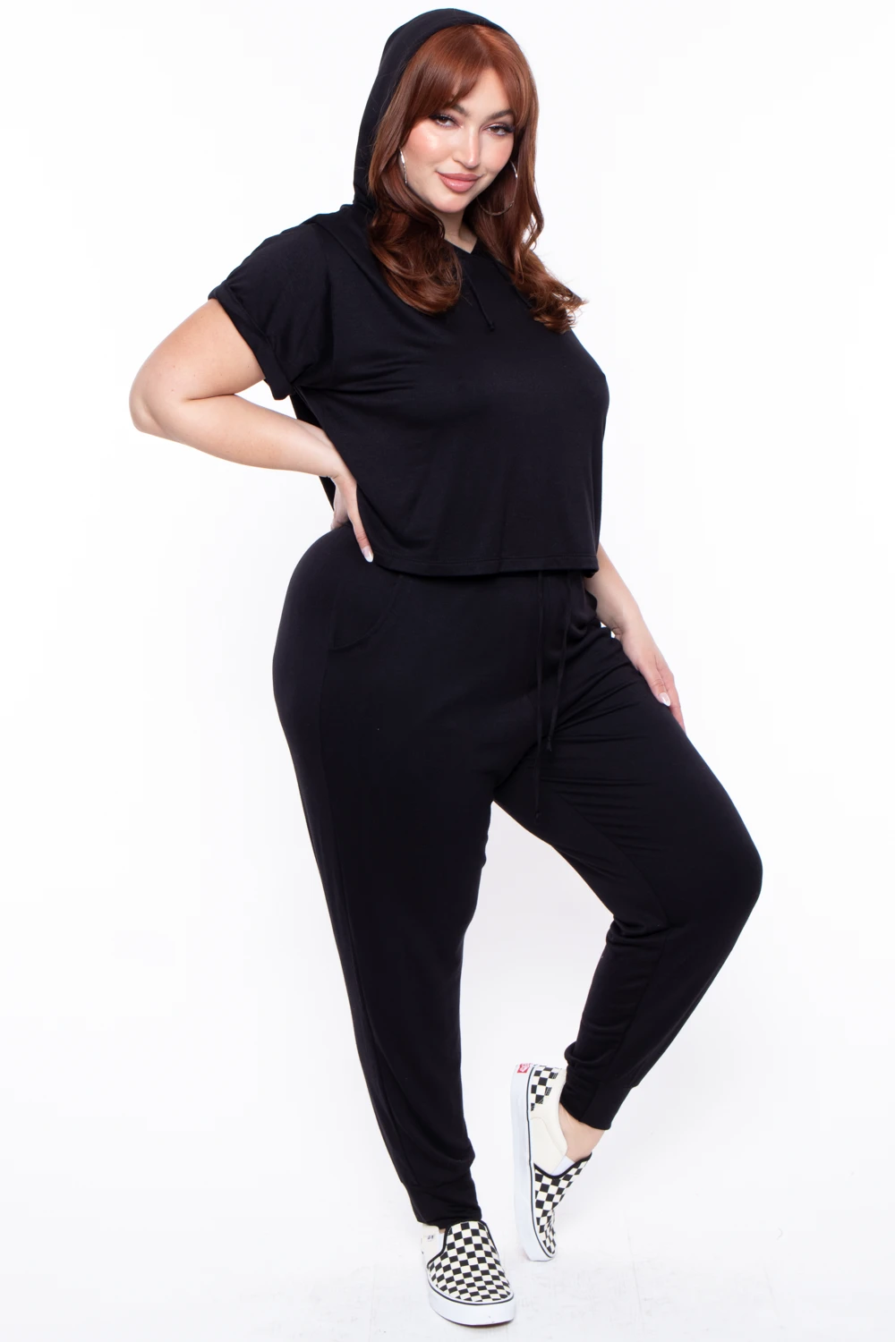 Plus Size Stelle Crop Hoodie & Joggers Set - Black Plus Size Stelle Crop Hoodie & Joggers Set - Black -Kitchensuppliesdeal curvy sense matching sets plus size stelle crop hoodie joggers set black 29254342410337