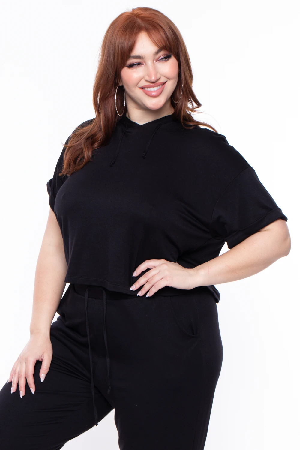 Plus Size Stelle Crop Hoodie & Joggers Set - Black Plus Size Stelle Crop Hoodie & Joggers Set - Black -Kitchensuppliesdeal curvy sense matching sets plus size stelle crop hoodie joggers set black 29254349652065