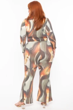 Plus Size Tie Dye Crop Top Pant Matching Set - Multi -Kitchensuppliesdeal curvy sense matching sets plus size tie dye crop top pant matching set multi 29254748405857