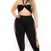 Plus Size Tie Front Top And Split Pant Set- Black 1 Plus Size Tie Front Top And Split Pant Set- Black -Kitchensuppliesdeal curvy sense matching sets plus size tie front top and split pant set black 31763568722017