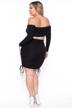 Plus Size Tiffany Matching Skirt Set- Black -Kitchensuppliesdeal curvy sense matching sets plus size tiffany matching skirt set black 29272710217825