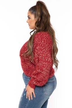 Plus Size Kathleen Cross Front Sweater - Burgundy -Kitchensuppliesdeal curvy sense sweaters cardigans plus size kathleen cross front sweater burgundy 31592092794977