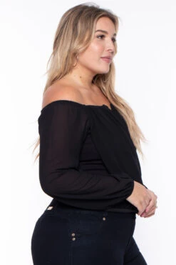 Bluebell Plus Size Aryana Cross Over Top - Black -Kitchensuppliesdeal curvy sense tops plus size aryana cross over top black 29266229067873
