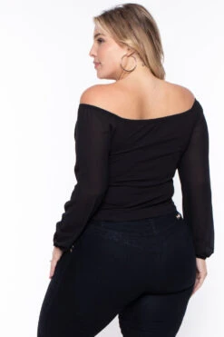 Bluebell Plus Size Aryana Cross Over Top - Black -Kitchensuppliesdeal curvy sense tops plus size aryana cross over top black 29266229133409