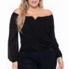 Bluebell Plus Size Aryana Cross Over Top - Black -Kitchensuppliesdeal curvy sense tops plus size aryana cross over top black 29266229493857
