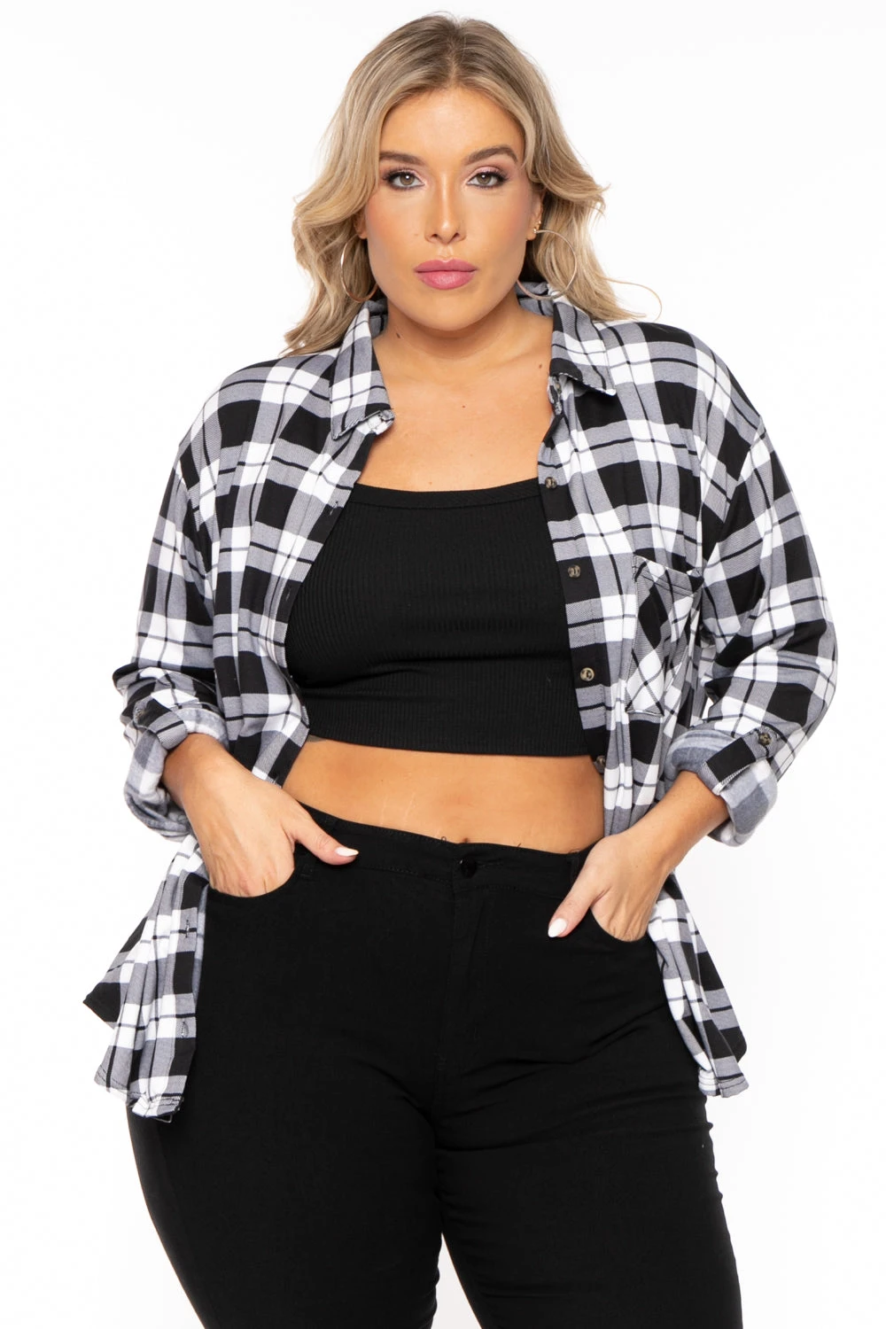 Plus Size Blake Button Top- Black Ambiance Plus Size Blake Button Top- Black -Kitchensuppliesdeal curvy sense tops plus size blake button top black 30158153220193