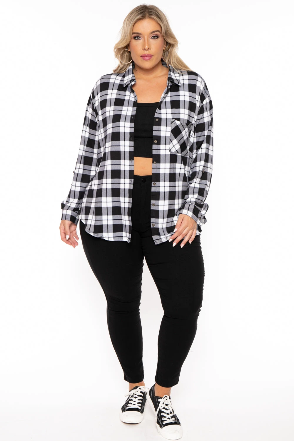 Plus Size Blake Button Top- Black Ambiance Plus Size Blake Button Top- Black -Kitchensuppliesdeal curvy sense tops plus size blake button top black 30158153678945