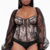 Plus Size Damara Lace Corset Bodysuit - Black -Kitchensuppliesdeal curvy sense tops plus size damara lace corset bodysuit black 31774570283105