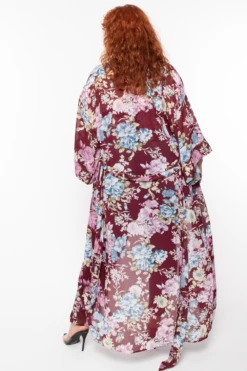Plus Size Floral Bodysuit And Kimono Set - Plum 6 Plus Size Floral Bodysuit And Kimono Set - Plum -Kitchensuppliesdeal curvy sense tops plus size floral bodysuit and kimono set plum 29589817065569