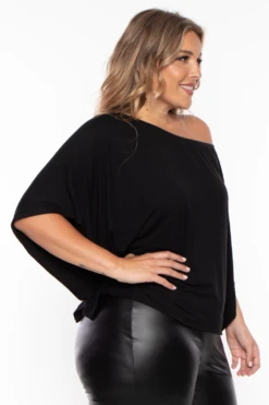 Plus Size Off The Shoulder Top - Black 4 Plus Size Off The Shoulder Top - Black -Kitchensuppliesdeal curvy sense tops plus size off the shoulder top black 29883845410913